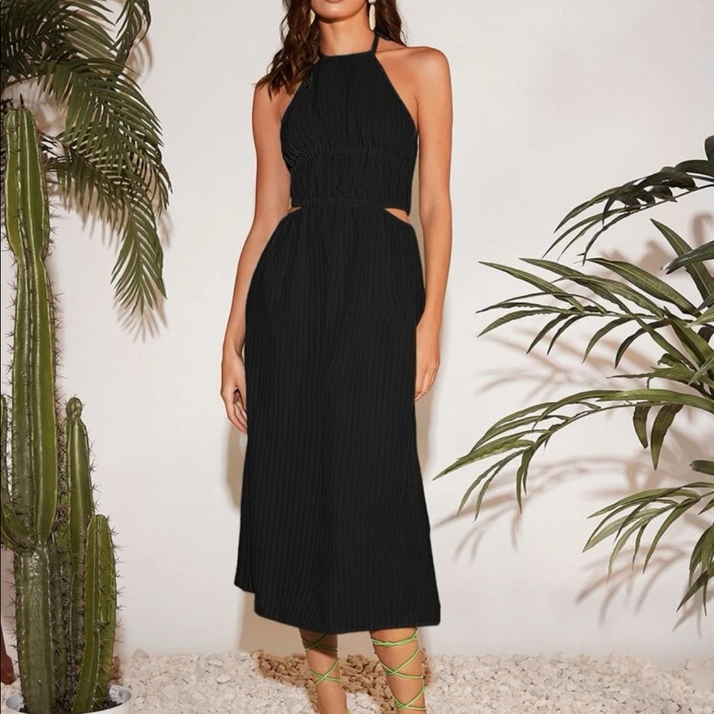 Backless Tie Halter Dress